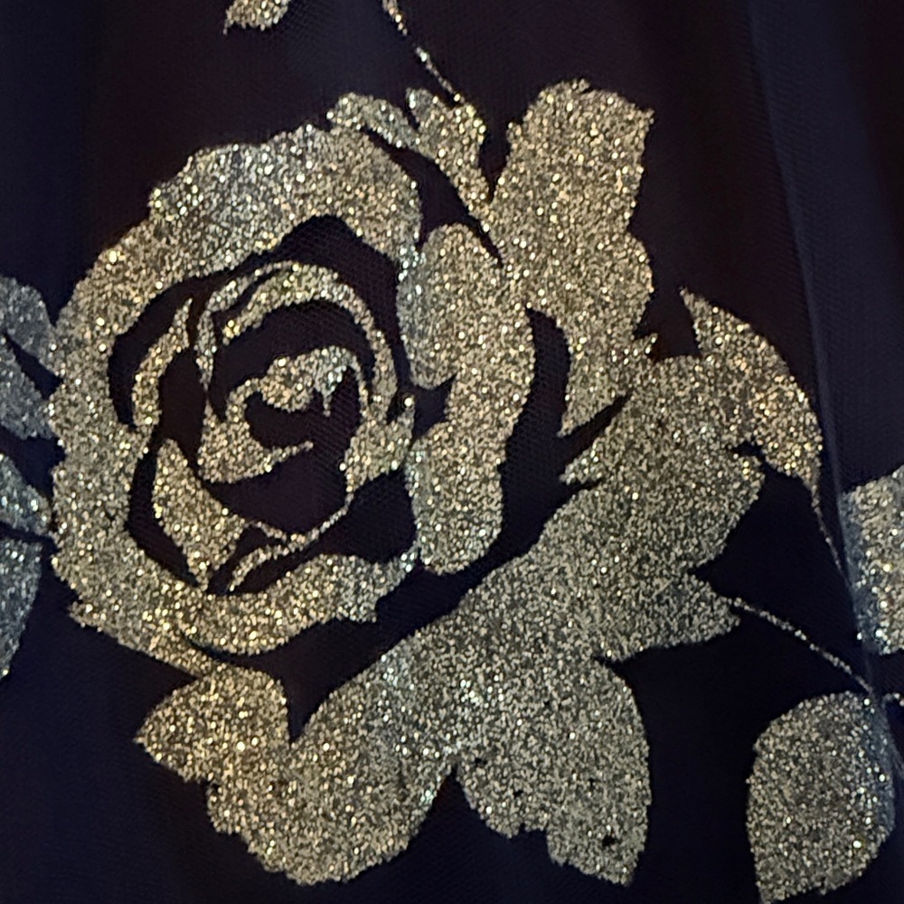 Trixxi Deep Blue Dress with Glitter Roses - Picture 4 of 6